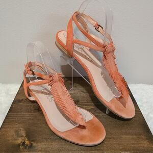 Sole Society Mara Creamsicle Orange Peach Feather Strappy Summer Sandal Size 8.5